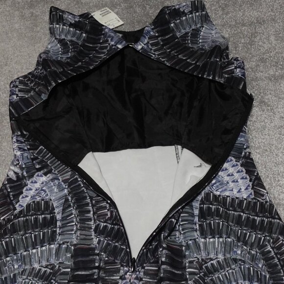 H&M Sheath Dress Women's Size 12 Black White Sleeveless Knee Length Open Back - Picture 6 of 9